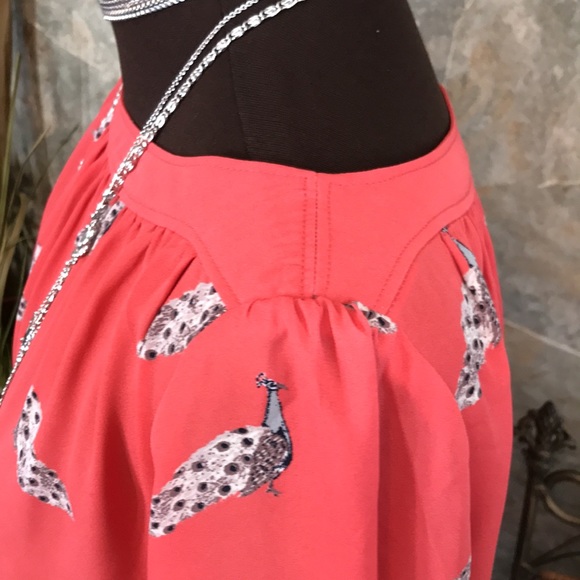 Ann Taylor 🌹 Stunning coral peacock Shirt top blouse tunic - Picture 8 of 8